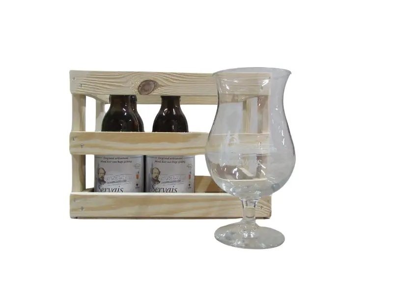 Kistje 4 fles + glas GEVULD