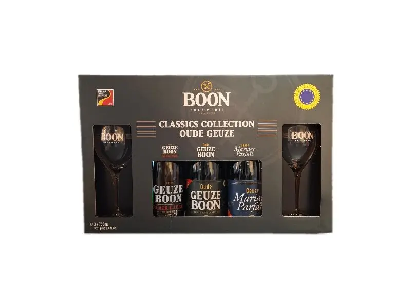 Boon Oude Geuze Classic Collection box 3x0,75L + 2 glazen