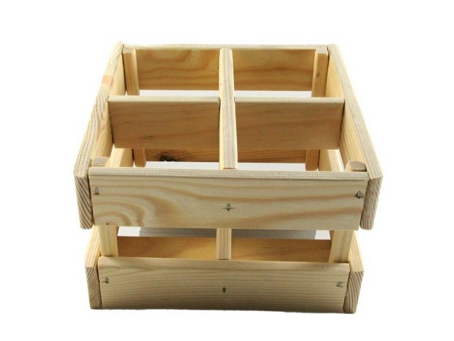 Houten bakje 4fl dik LEEG