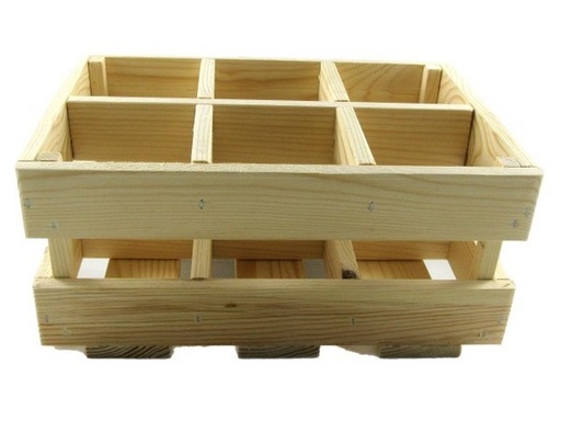 [HO.B6FL] Houten bakje 6fl dik LEEG