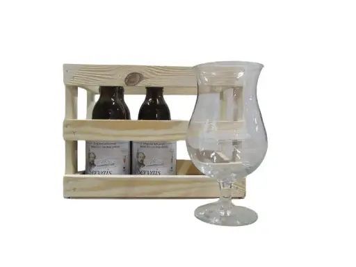 [HO.B4FGG] Kistje 4 fles + glas GEVULD