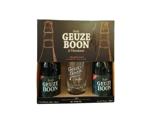 [BO.OGGPF37] Boon Box Oude Geuze 2x0,37L + mondgeblazen glas